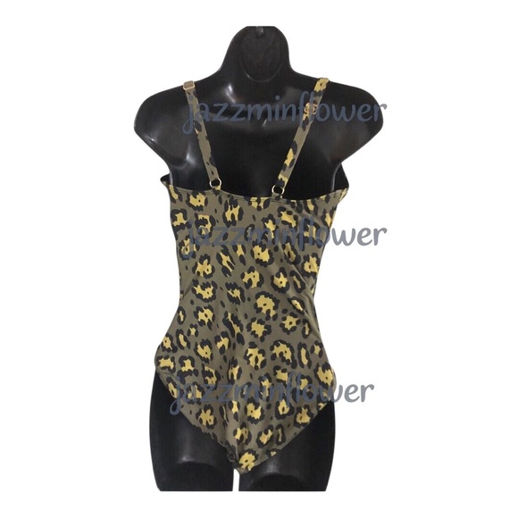 Betsey Johnson fancy spotted leopard print sweetheart neckline 1-piece swimsuit - Picture 5 of 7